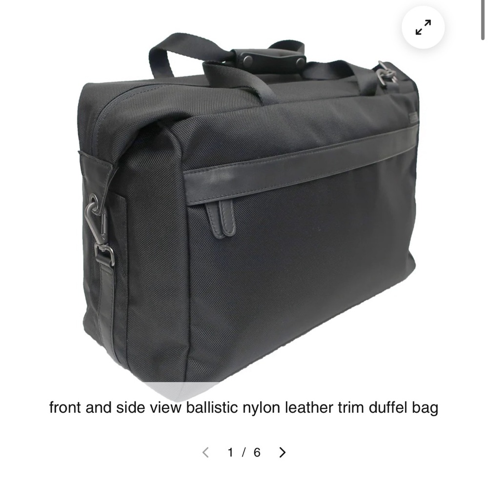 BALLISTIC NYLON WEEKEND DUFFEL BAG WITH NAPPA LEATHER TRIM